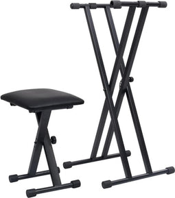 vidaXL - Keyboardstandaard - en - -kruk - dubbel - versterkt - zwart