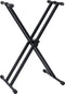 vidaXL - Keyboardstandaard - en - -kruk - dubbel - versterkt - zwart
