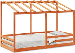 vidaXL - Kinderbed - met - bedhuis - 100x200 - cm - massief - grenenhout - wasbruin