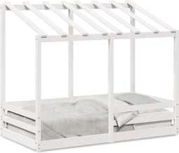 vidaXL - Kinderbed - met - bedhuis - 70x140 - cm - massief - grenenhout - wit
