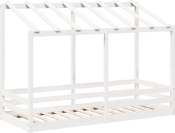 vidaXL - Kinderbed - met - bedhuis - 75x190 - cm - massief - grenenhout - wit