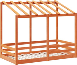 vidaXL - Kinderbed - met - bedhuis - 80x160 - cm - massief - grenenhout - wasbruin