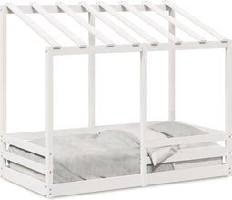 vidaXL - Kinderbed - met - bedhuis - 80x160 - cm - massief - grenenhout - wit