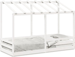 vidaXL - Kinderbed - met - bedhuis - 90x190 - cm - massief - grenenhout - wit