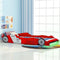 vidaXL - Kinderbed - raceauto - met - LED-verlichting - rood - 90x200 - cm