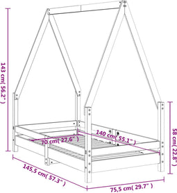 vidaXL - Kinderbedframe - 70x140 - cm - massief - grenenhout - zwart