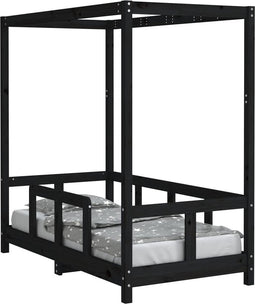 vidaXL - Kinderbedframe - 70x140 - cm - massief - grenenhout - zwart