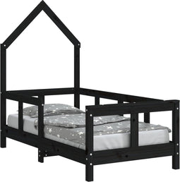 vidaXL - Kinderbedframe - 70x140 - cm - massief - grenenhout - zwart