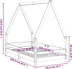 vidaXL - Kinderbedframe - 80x160 - cm - massief - grenenhout - zwart