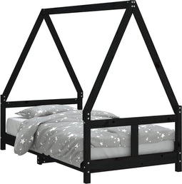 vidaXL - Kinderbedframe - 80x160 - cm - massief - grenenhout - zwart