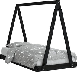 vidaXL - Kinderbedframe - 80x160 - cm - massief - grenenhout - zwart