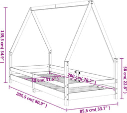 vidaXL - Kinderbedframe - 80x200 - cm - massief - grenenhout - zwart