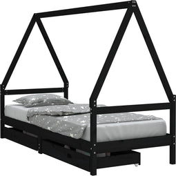 vidaXL - Kinderbedframe - 80x200 - cm - massief - grenenhout - zwart