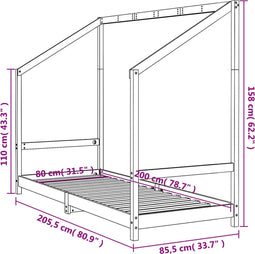 vidaXL - Kinderbedframe - 80x200 - cm - massief - grenenhout - zwart