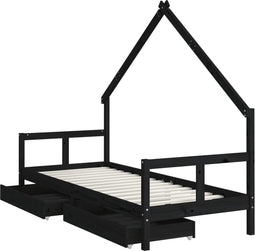 vidaXL - Kinderbedframe - 80x200 - cm - massief - grenenhout - zwart