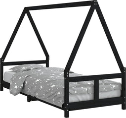 vidaXL - Kinderbedframe - 80x200 - cm - massief - grenenhout - zwart