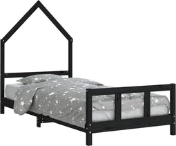 vidaXL - Kinderbedframe - 90x190 - cm - massief - grenenhout - zwart