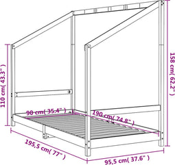 vidaXL - Kinderbedframe - 90x190 - cm - massief - grenenhout - zwart
