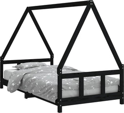 vidaXL - Kinderbedframe - 90x190 - cm - massief - grenenhout - zwart