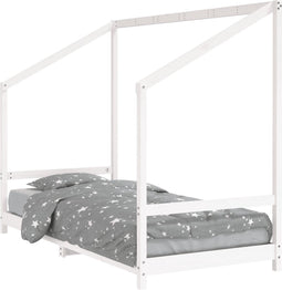 vidaXL - Kinderbedframe - 90x200 - cm - massief - grenenhout - wit