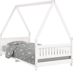 vidaXL - Kinderbedframe - 90x200 - cm - massief - grenenhout - wit