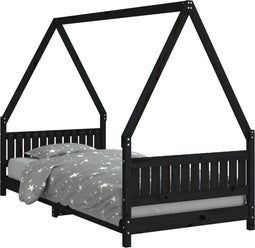 vidaXL - Kinderbedframe - 90x200 - cm - massief - grenenhout - zwart