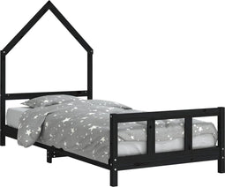 vidaXL - Kinderbedframe - 90x200 - cm - massief - grenenhout - zwart