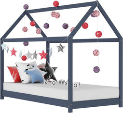 vidaXL - Kinderbedframe - massief - grenenhout - grijs - 70x140 - cm