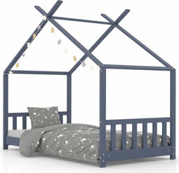 vidaXL - Kinderbedframe - massief - grenenhout - grijs - 80x160 - cm