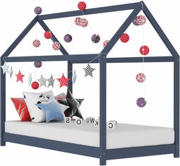 vidaXL - Kinderbedframe - massief - grenenhout - grijs - 80x160 - cm