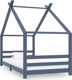 vidaXL - Kinderbedframe - massief - grenenhout - grijs - 90x200 - cm