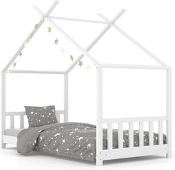 vidaXL - Kinderbedframe - massief - grenenhout - wit - 70x140 - cm