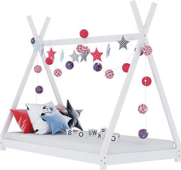 vidaXL - Kinderbedframe - massief - grenenhout - wit - 70x140 - cm