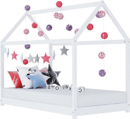 vidaXL - Kinderbedframe - massief - grenenhout - wit - 80x160 - cm