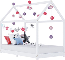 vidaXL - Kinderbedframe - massief - grenenhout - wit - 90x200 - cm