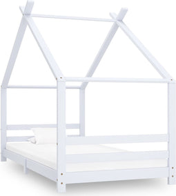 vidaXL - Kinderbedframe - massief - grenenhout - wit - 90x200 - cm