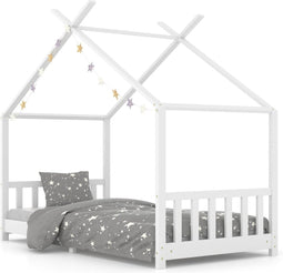 vidaXL - Kinderbedframe - massief - grenenhout - wit - 90x200 - cm