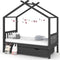 vidaXL - Kinderbedframe - met - lade - grenenhout - donkergrijs - 80x160 - cm