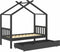 vidaXL - Kinderbedframe - met - lade - grenenhout - donkergrijs - 80x160 - cm