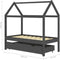 vidaXL - Kinderbedframe - met - lade - grenenhout - donkergrijs - 70x140 - cm