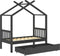 vidaXL - Kinderbedframe - met - lade - grenenhout - donkergrijs - 70x140 - cm