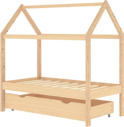 vidaXL - Kinderbedframe - met - lade - massief - grenenhout - 70x140 - cm