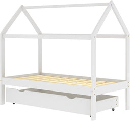 vidaXL - Kinderbedframe - met - lade - massief - grenenhout - wit - 80x160 - cm