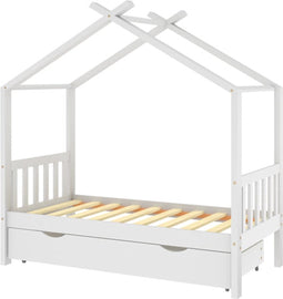 vidaXL - Kinderbedframe - met - lade - massief - grenenhout - wit - 80x160 - cm