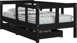 vidaXL - Kinderbedframe - met - lades - 70x140 - cm - massief - grenenhout - zwart