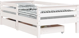 vidaXL - Kinderbedframe - met - lades - 70x140 - cm - massief - grenenhout - wit