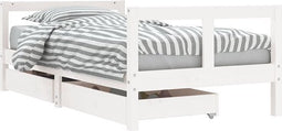 vidaXL - Kinderbedframe - met - lades - 80x160 - cm - massief - grenenhout - wit