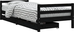 vidaXL - Kinderbedframe - met - lades - 80x200 - cm - massief - grenenhout - zwart