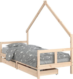 vidaXL - Kinderbedframe - met - lades - 80x200 - cm - massief - grenenhout