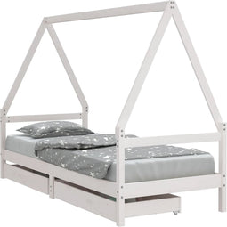 vidaXL - Kinderbedframe - met - lades - 80x200 - cm - massief - grenenhout - wit